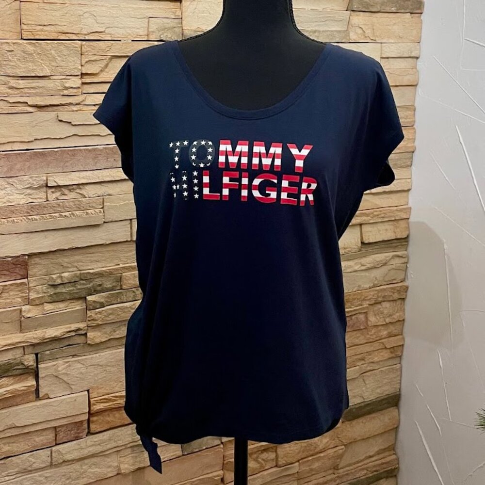 Tommy Hilfiger Side Tie T-shirt in Blue, Size M  NWT
